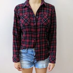 BCBGeneration Dark Red Plaid Flannel